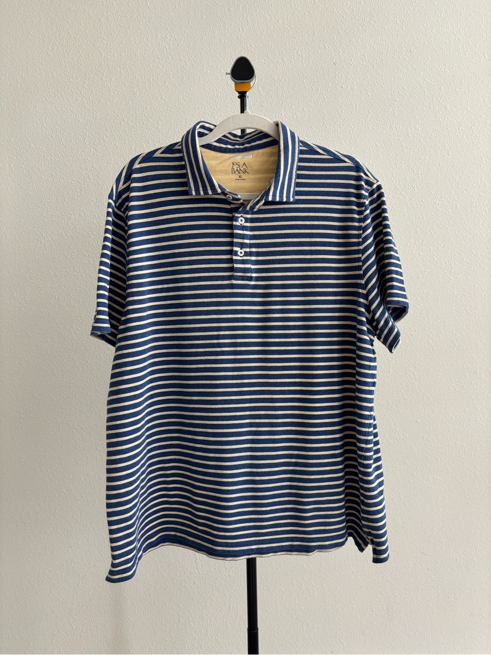 Jos. A. Bank Striped Polo Shirt Men’s XL Navy Blue Yellow 100% Cotton
